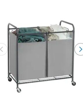 Style Selections 1 -Piece Count Gray Metal 2 -Compartment Sorter Laundry cart